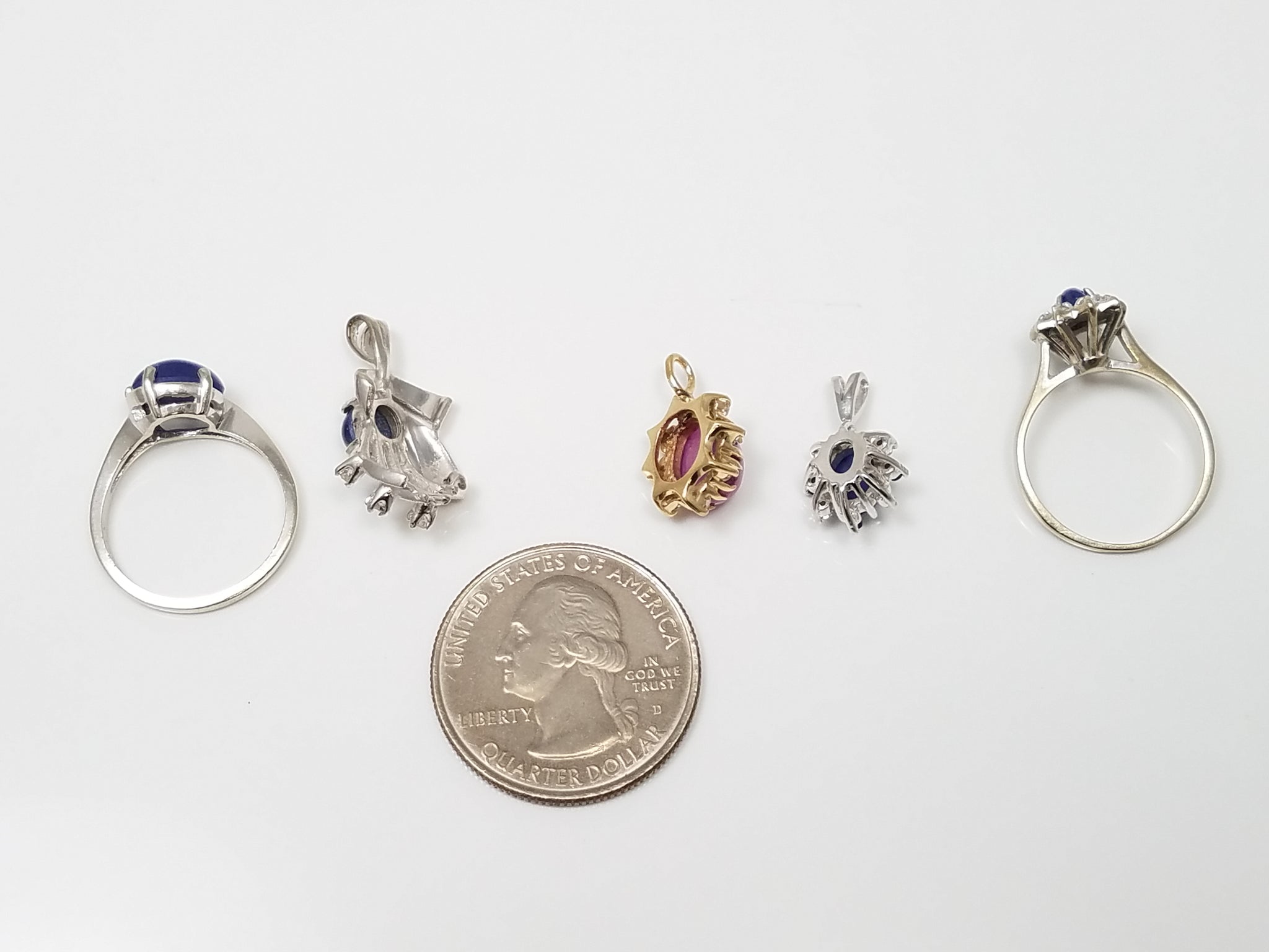 1960-1970's 10k/14k Gold Synthetic Star Sapphire Natural Diamond Jewelry Lot