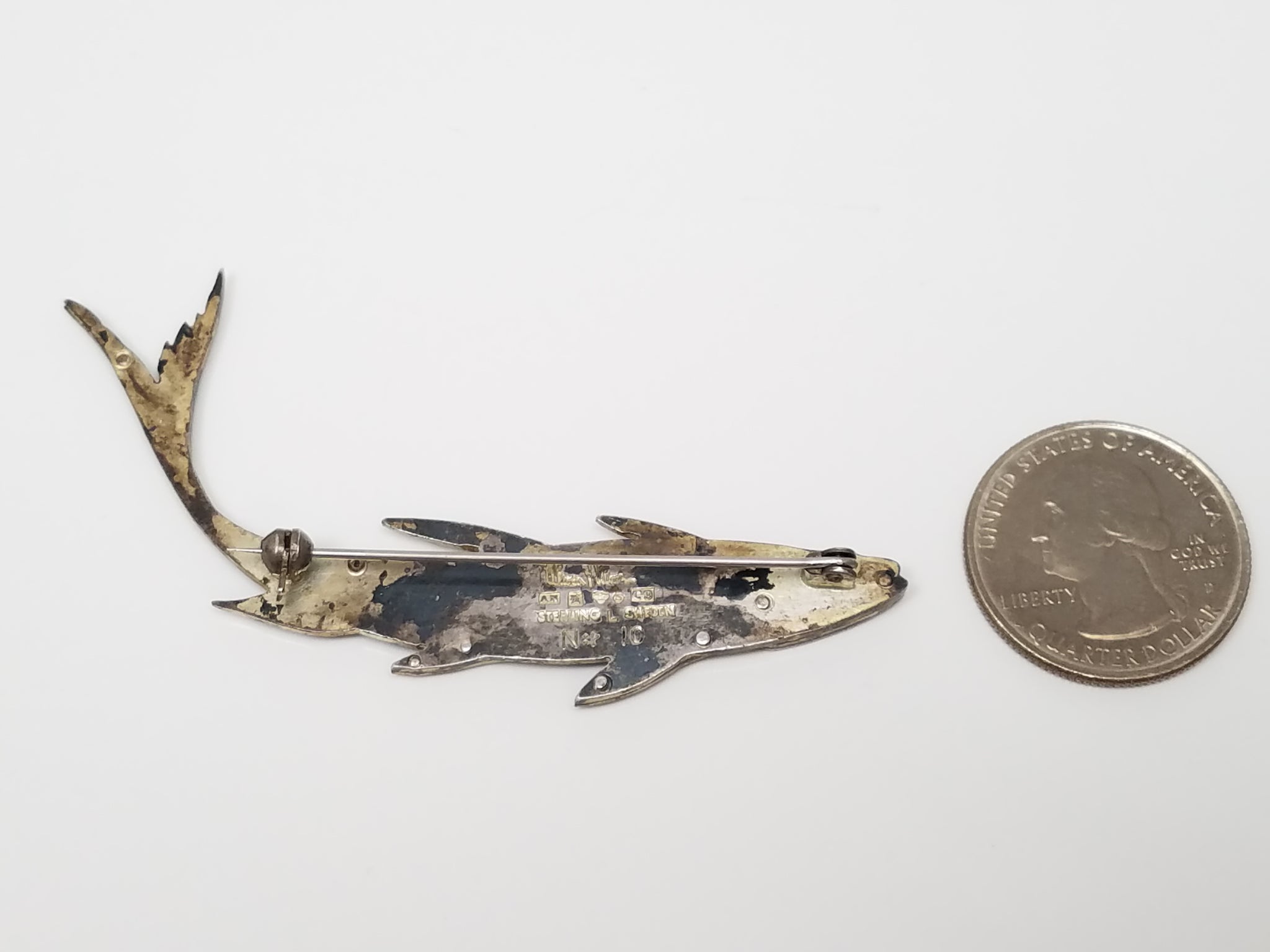 Swedish "Wiwen Nilsson" Sterling Silver Fish Pin/Brooch