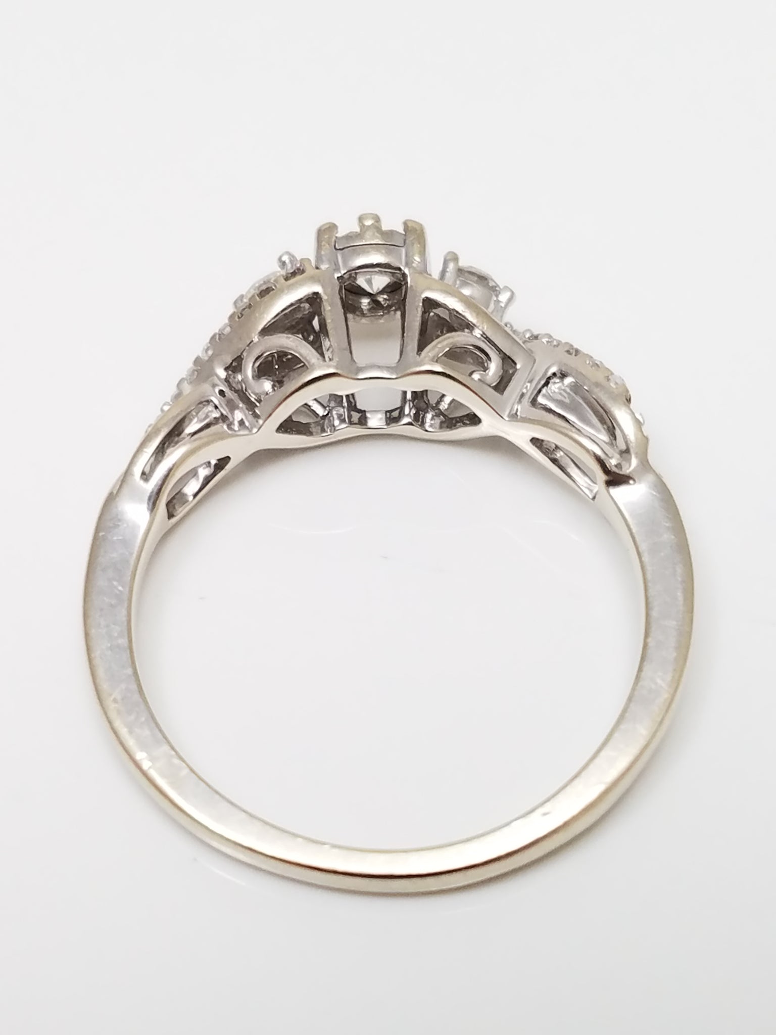 Petite 10k White Gold Natural Diamond Engagement Ring