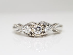 Petite 10k White Gold Natural Diamond Engagement Ring