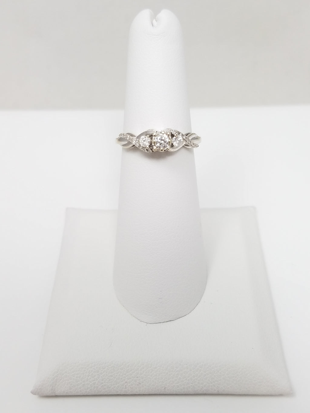 Petite 10k White Gold Natural Diamond Engagement Ring