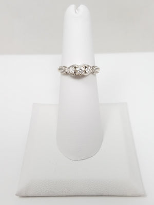 Petite 10k White Gold Natural Diamond Engagement Ring