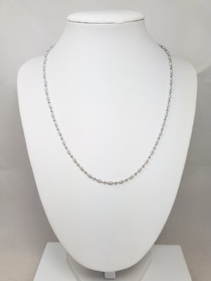 Gleaming 14k White Gold Diamond Cut Microbead Link 18" Chain Necklace