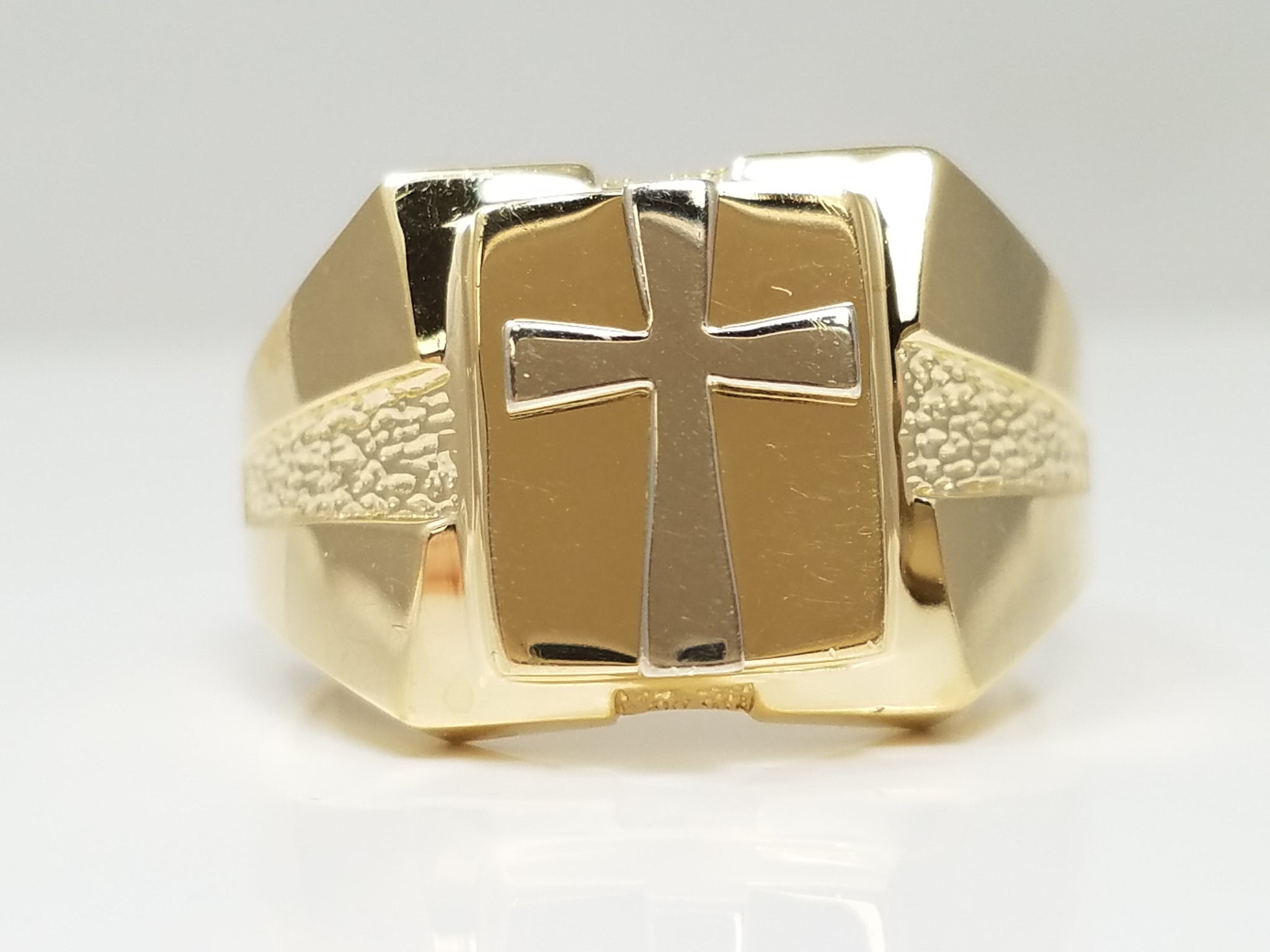 Men's 14k Two Tone Gold Cross Ring