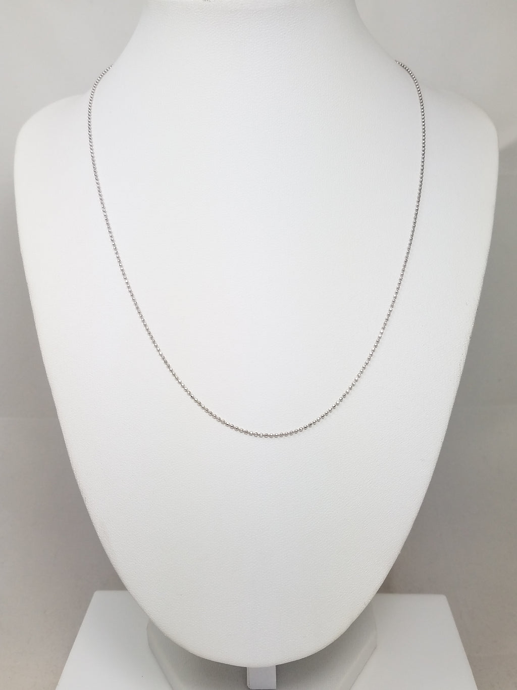 Dainty 14k White Gold Microbead Link Chain Necklace