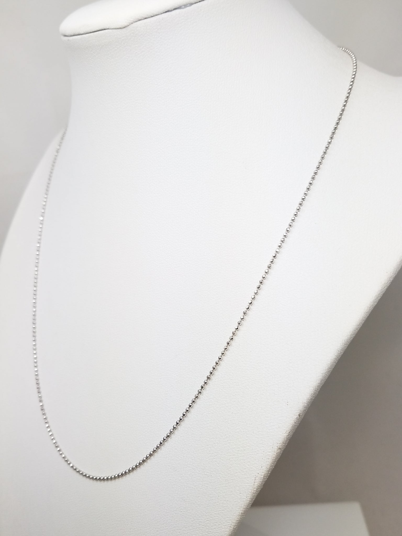 Dainty 14k White Gold Microbead Link Chain Necklace