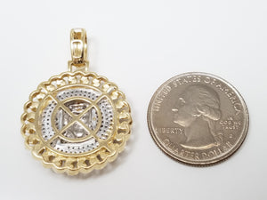 Divine 10k Two Tone Gold Natural Diamond Jesus Pendant