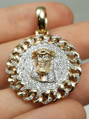 Divine 10k Two Tone Gold Natural Diamond Jesus Pendant
