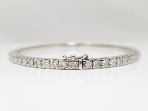 Exquisite 14k White Gold Natural Diamond Eternity Bangle Bracelet