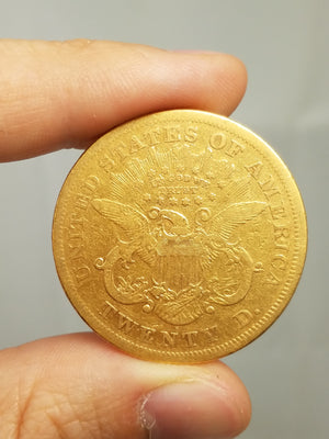 Rare US 1870-S Civil War Era $20 Liberty Head Gold Coin