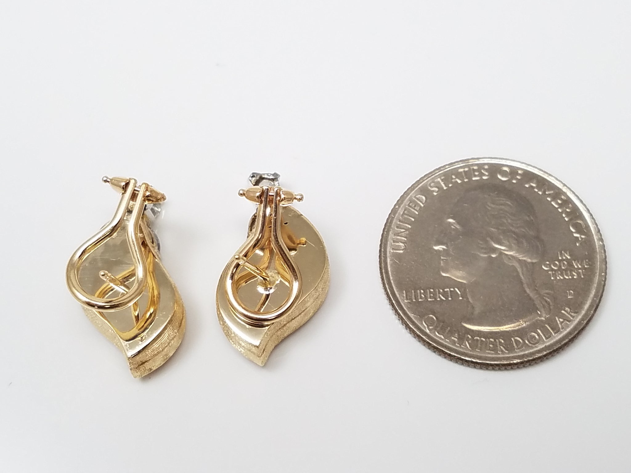 Attractive Vintage 14k Two Tone Gold 1ctw Natural Diamond Custom Earrings