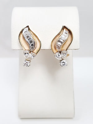 Attractive Vintage 14k Two Tone Gold 1ctw Natural Diamond Custom Earrings