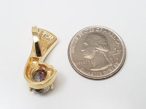 Remarkable 14k Yellow Gold Natural Mystic Topaz Lab Created Opal Custom Pendant