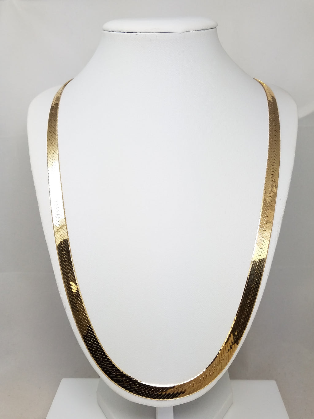 Impressive 14k Yellow Gold Herringbone 24" Necklace