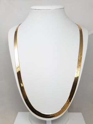 Impressive 14k Yellow Gold Herringbone 24" Necklace