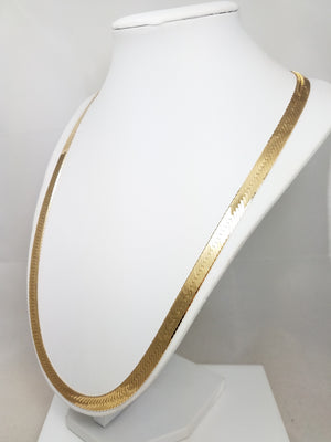 Impressive 14k Yellow Gold Herringbone 24" Necklace