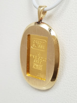 Fine .999 1 Gram Gold Bar 14k Gold Pendant