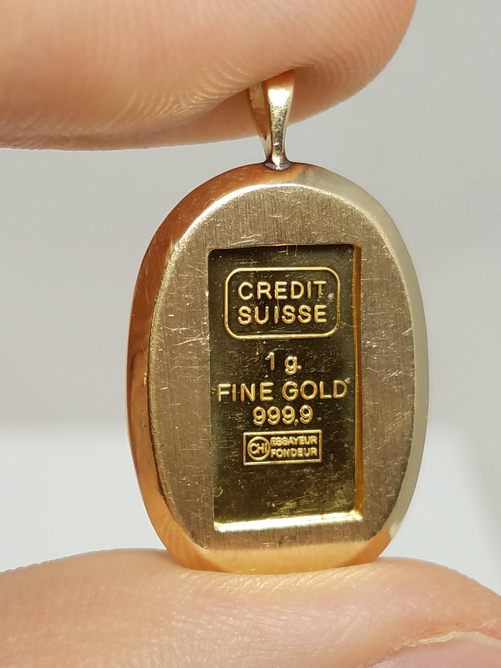 Fine .999 1 Gram Gold Bar 14k Gold Pendant