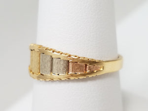Bright 18k Tri-Color Gold Riccio Link Ring