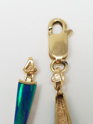 Colorful 7" 14k Yellow Gold Natural Mystic Topaz Lab Created Opal Bracelet