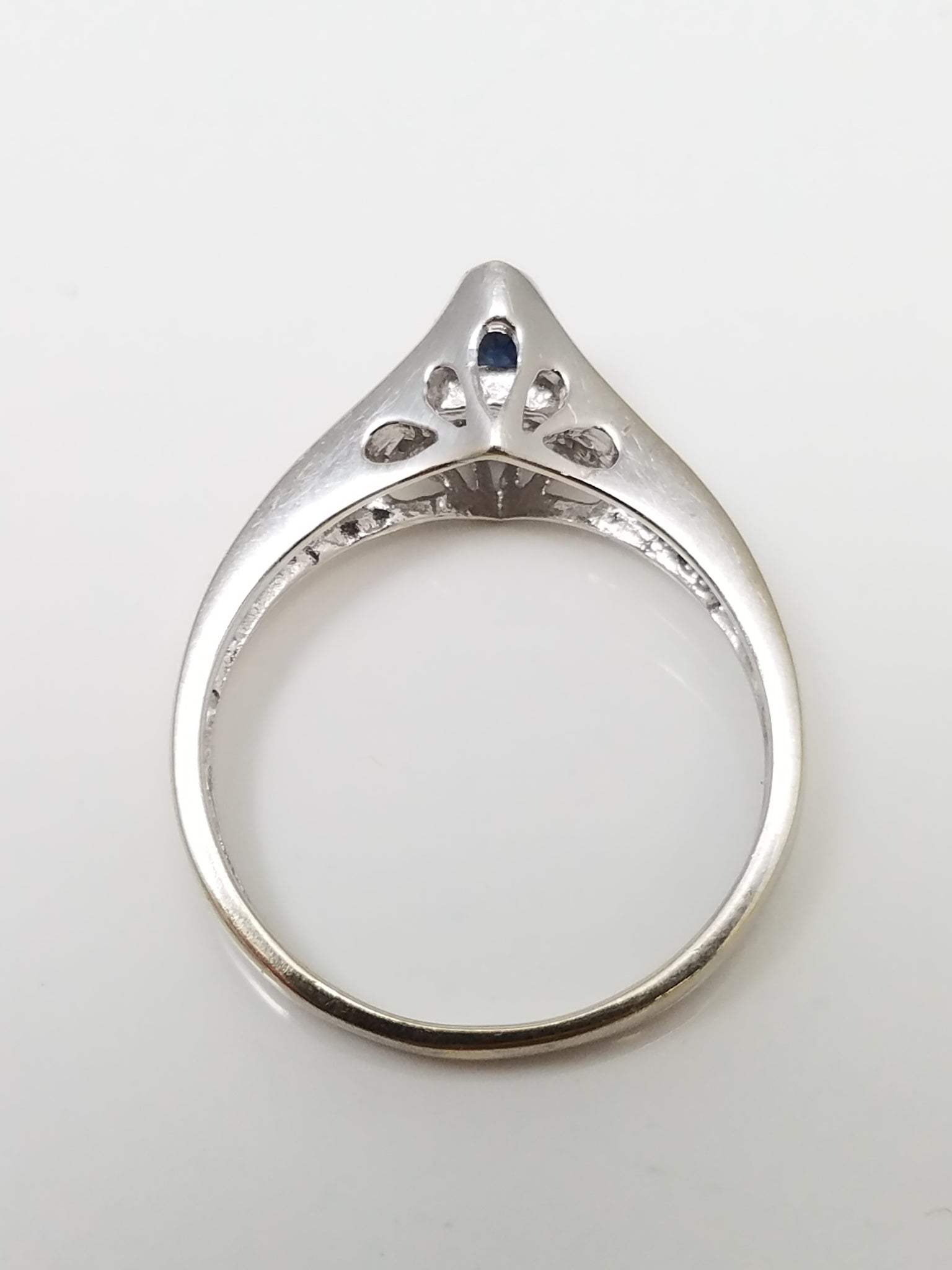 Natural Sapphire + Diamond 10k White Gold Ring