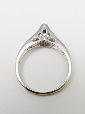 Natural Sapphire + Diamond 10k White Gold Ring