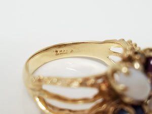 Classy Vintage 14k Yellow Gold Lab Grown Star Sapphire Natural Diamond Ring