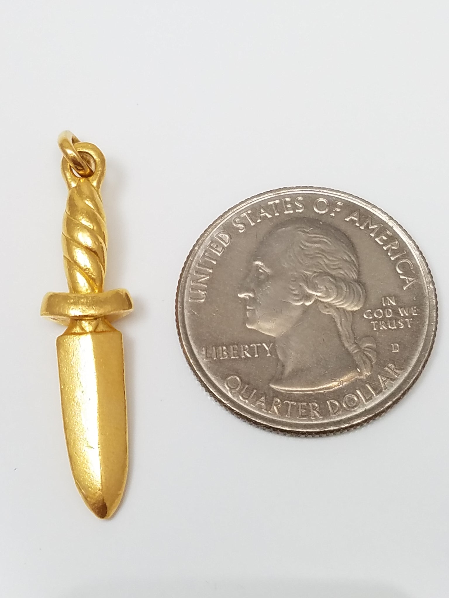 $1,300 Retail MENE 24k Solid Gold Dagger Pendant