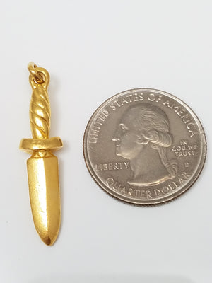 $1,300 Retail MENE 24k Solid Gold Dagger Pendant
