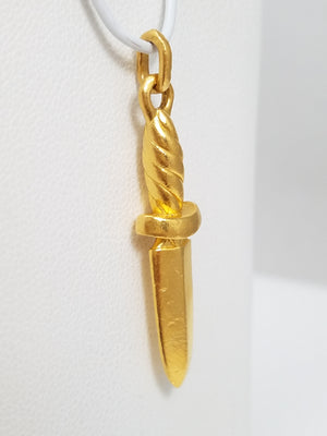 $1,300 Retail MENE 24k Solid Gold Dagger Pendant