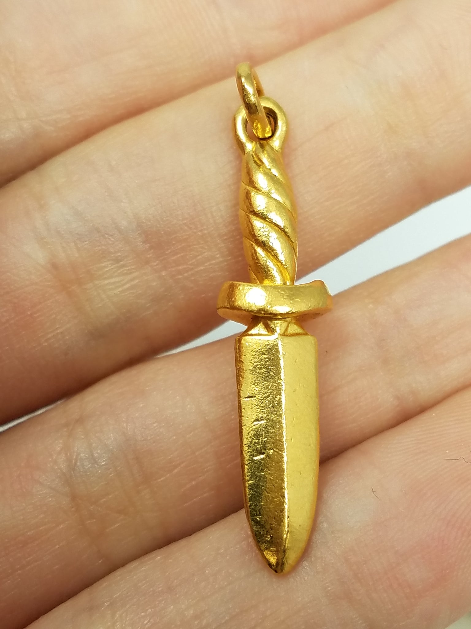 $1,300 Retail MENE 24k Solid Gold Dagger Pendant