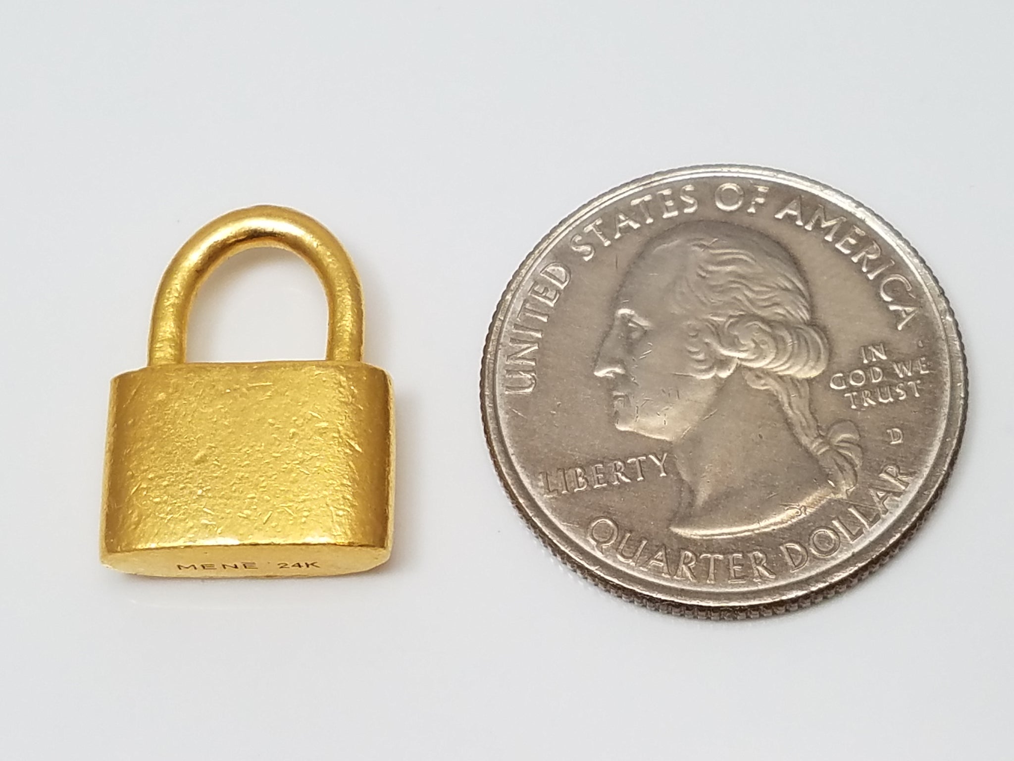 Radiant MENE 24k Gold Lock Pendant $2,100 Retail!