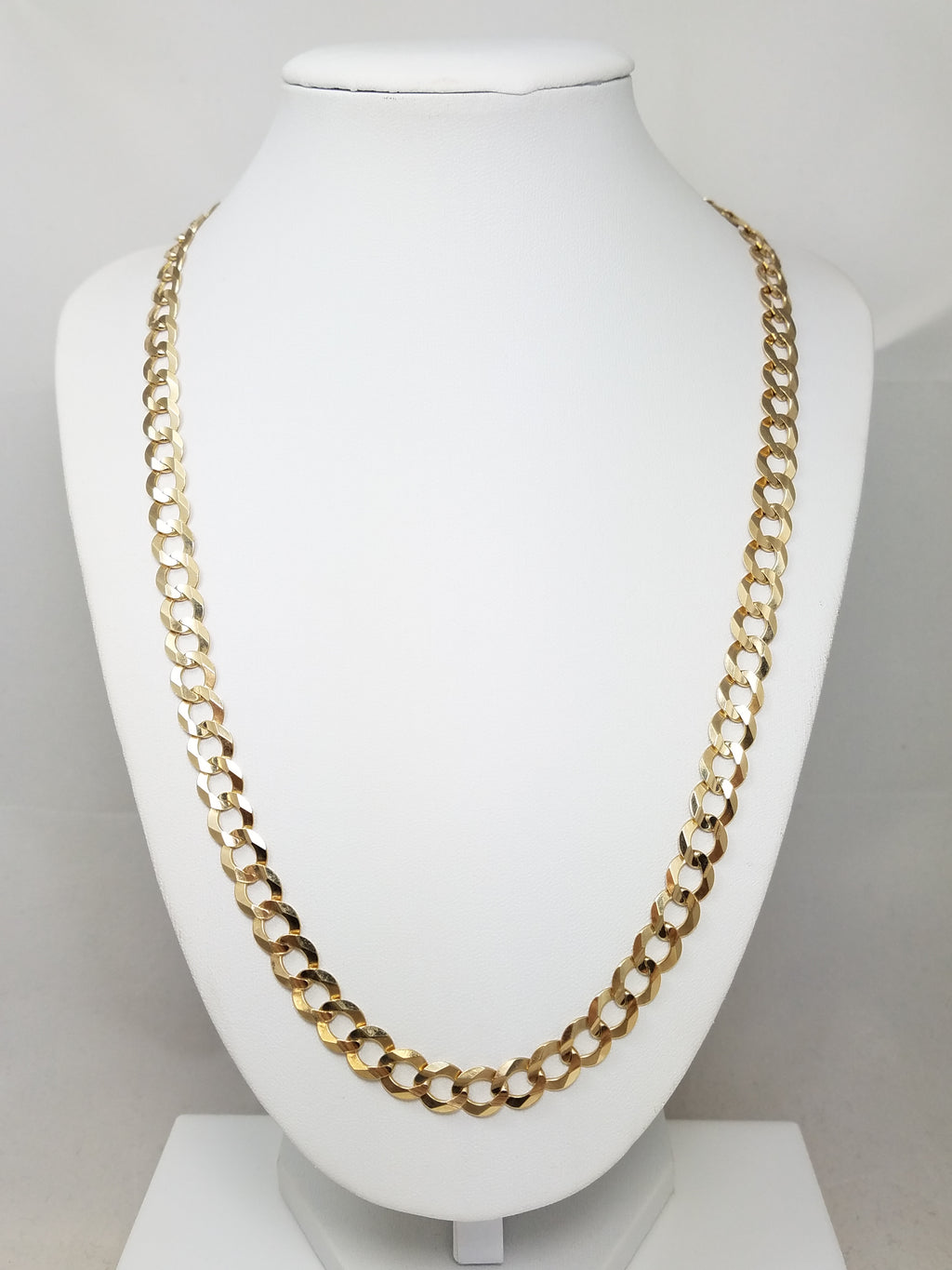 Sporty 22" Solid 10k Yellow Gold Curb Link Chain Necklace
