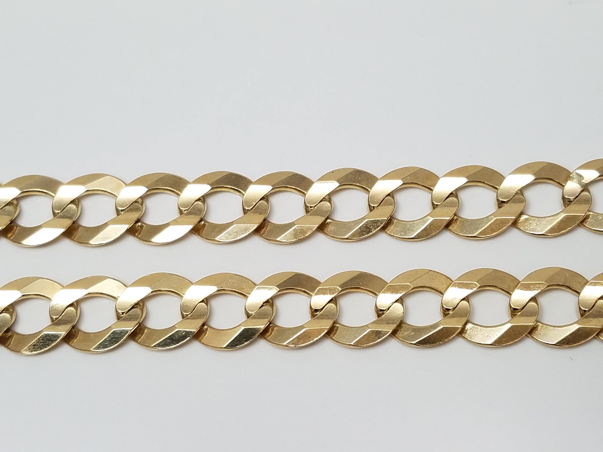 Sporty 22" Solid 10k Yellow Gold Curb Link Chain Necklace