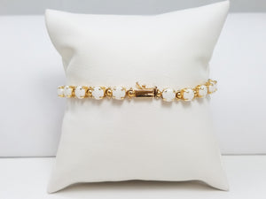 Natural Australian Opal 14k Yellow Gold Tennis Bracelet