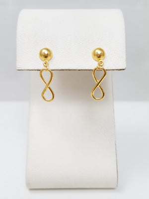 Stylish 18k Yellow Gold Infinity Dangle Earrings