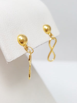 Stylish 18k Yellow Gold Infinity Dangle Earrings