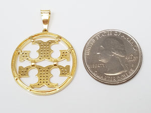 18k Yellow Gold Round Cubic Zirconia Round Pendant
