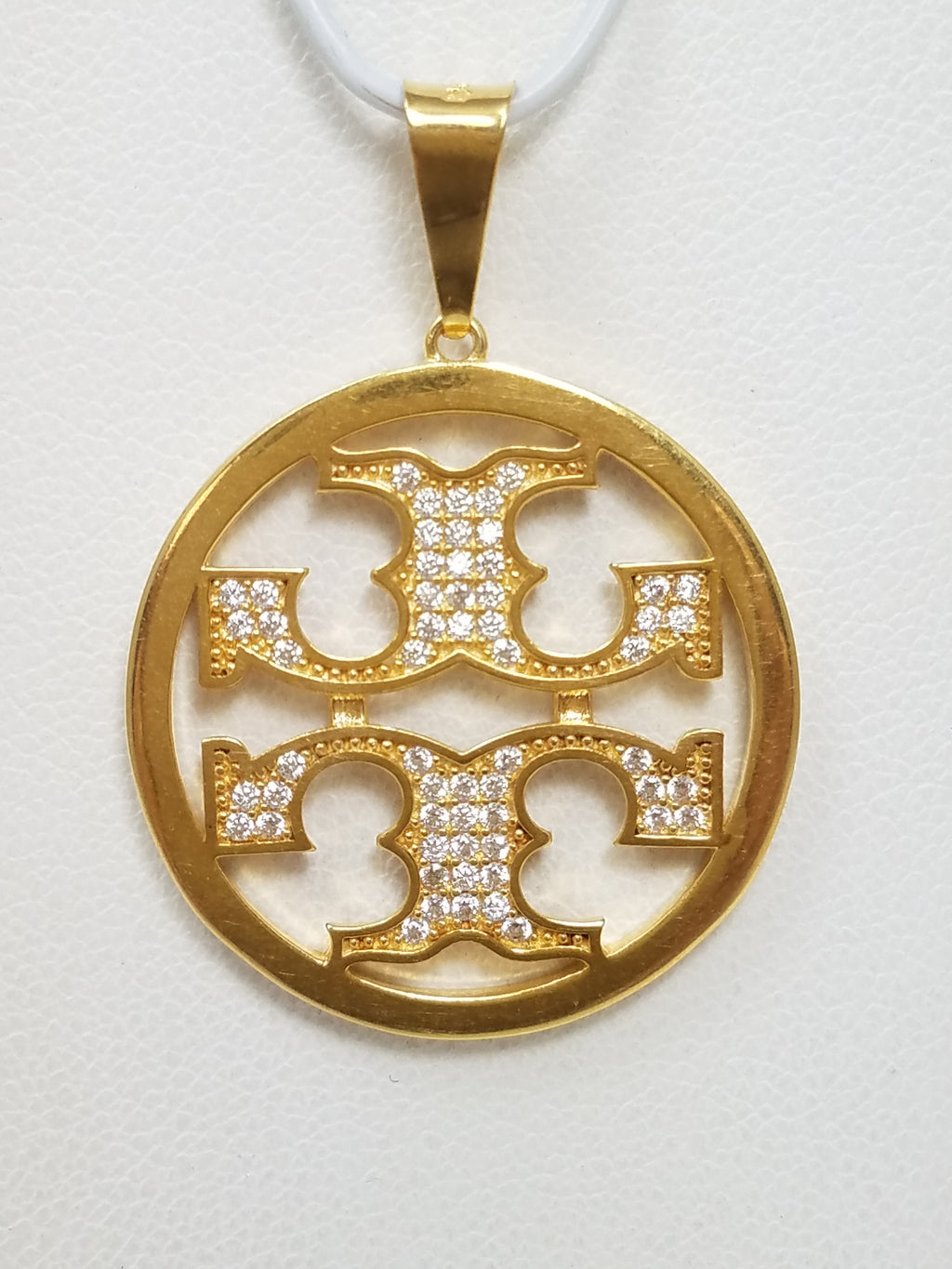18k Yellow Gold Round Cubic Zirconia Round Pendant