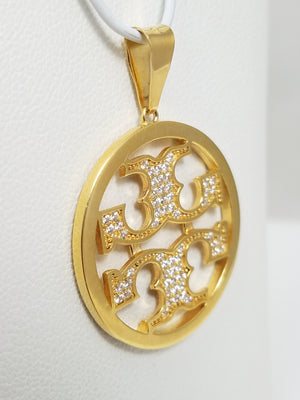 18k Yellow Gold Round Cubic Zirconia Round Pendant