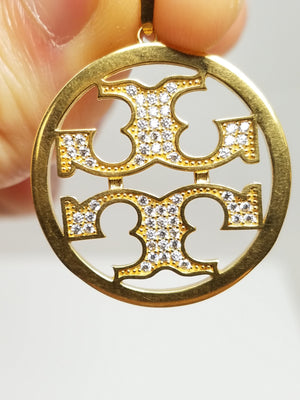 18k Yellow Gold Round Cubic Zirconia Round Pendant