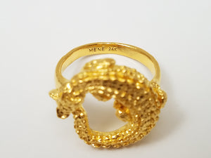 $3,500 Retail MENE 24k Yellow Gold Solid Crocodile Ring