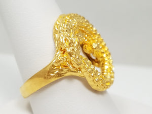 $3,500 Retail MENE 24k Yellow Gold Solid Crocodile Ring