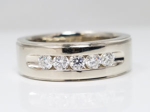 Brilliant 14k White Gold Cubic Zirconia Wedding Ring Band