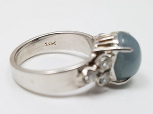 Fabulous Vintage 14k White Gold Natural Star Sapphire Diamond Ring