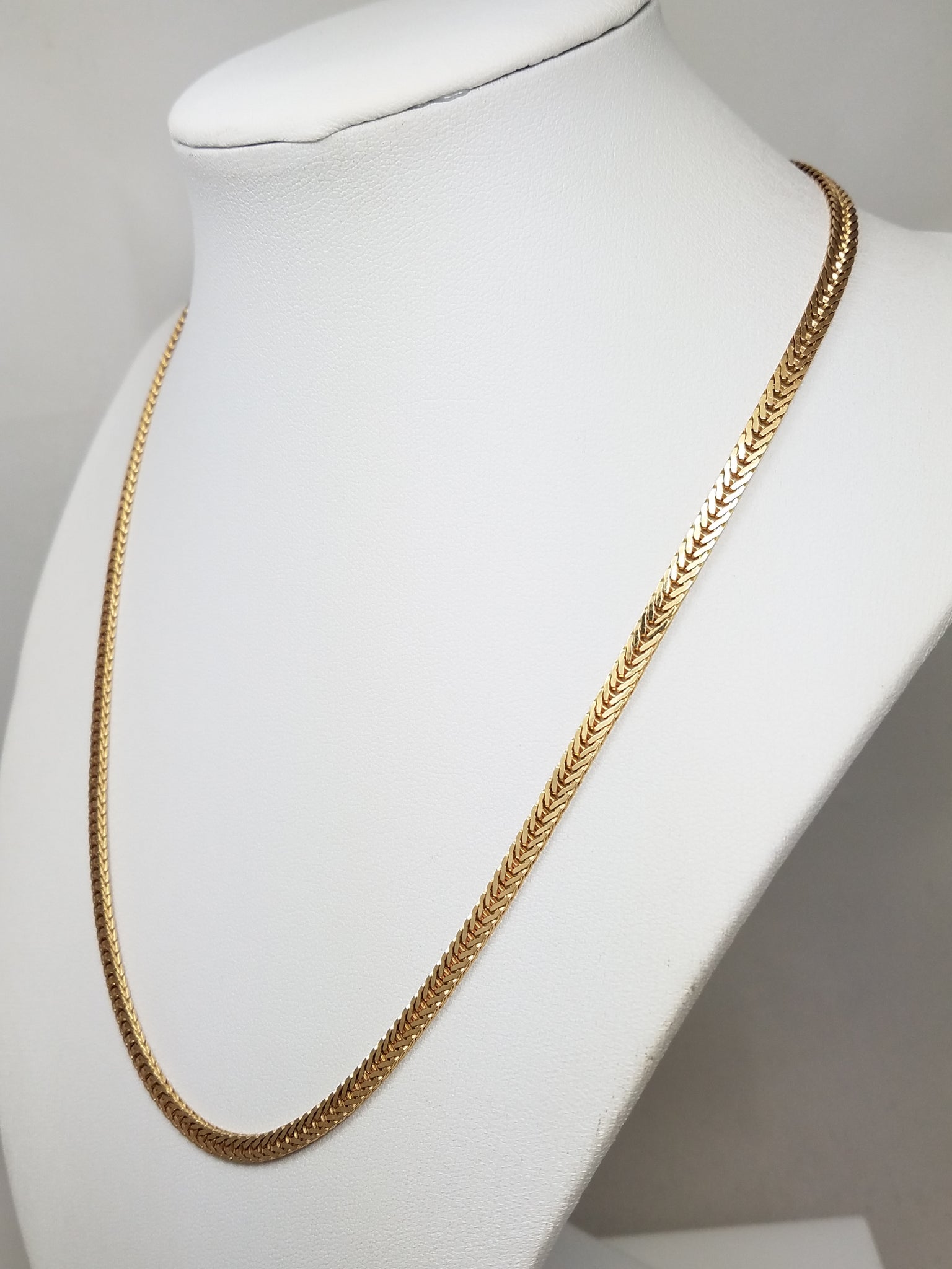 Stylish 18.5" Solid 14k Yellow Gold Foxtail Link Chain Necklace