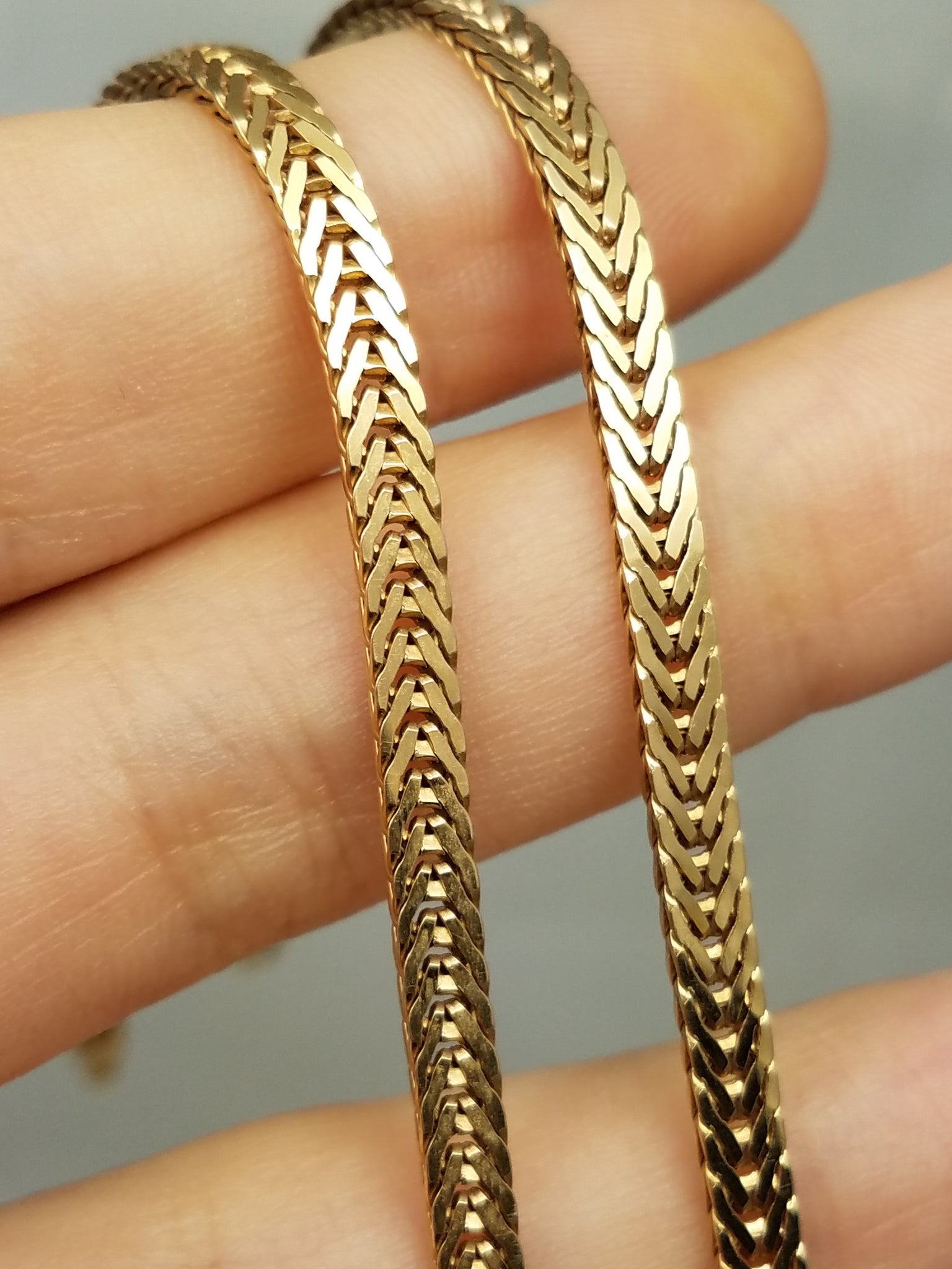 Stylish 18.5" Solid 14k Yellow Gold Foxtail Link Chain Necklace