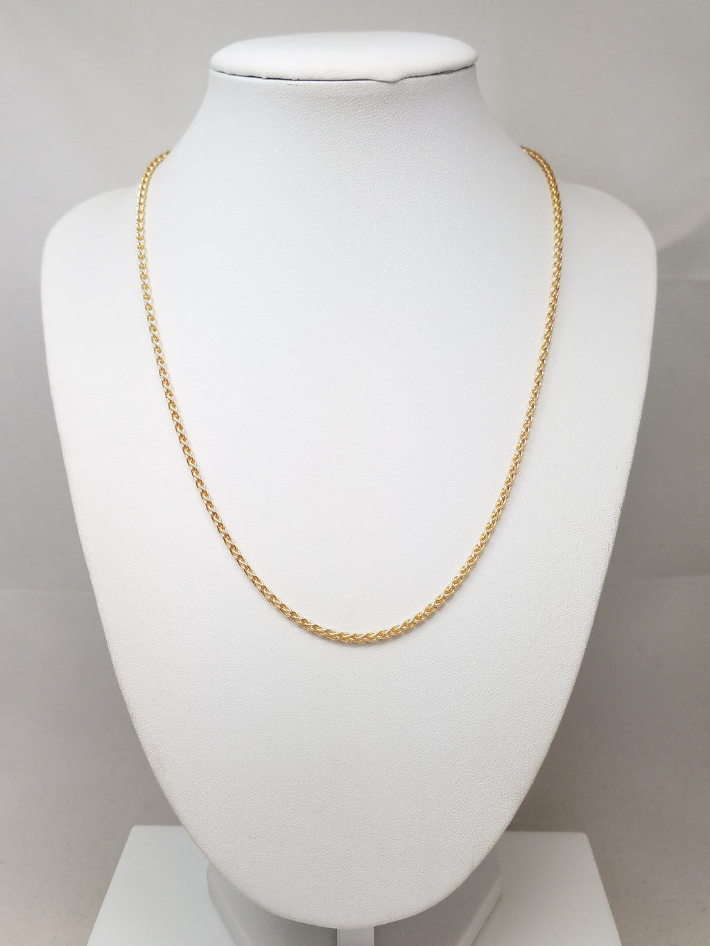 Classic 18" 14k Yellow Gold Rounded Wheat Chain Necklace