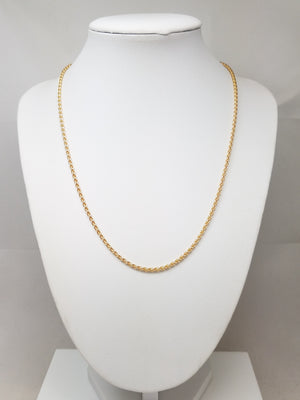 Classic 18" 14k Yellow Gold Rounded Wheat Chain Necklace