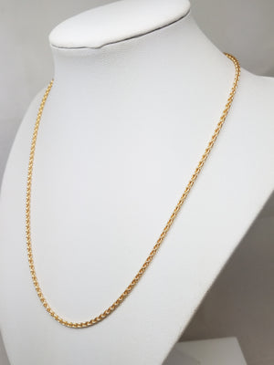 Classic 18" 14k Yellow Gold Rounded Wheat Chain Necklace